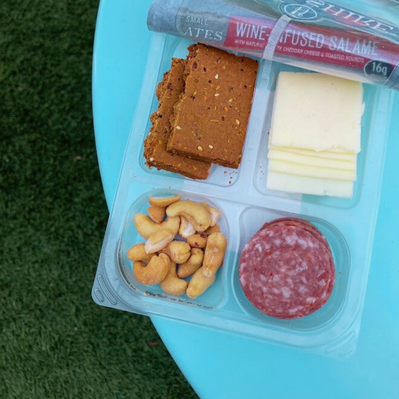 Fello Protein bar served with Cheese, Charcuterie, Nuts. 